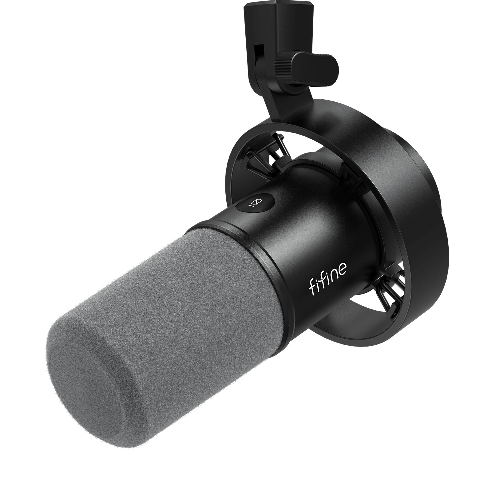 Black FIFINE K688 USB/XLR dynamic microphone in its round shock mount