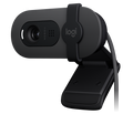 Graphite Logitech BRIO 100 Full HD webcam with its privacy shutter visible