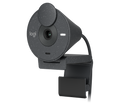 Graphite Logitech BRIO 300 1080p webcam mounted on a monitor with shutter visible