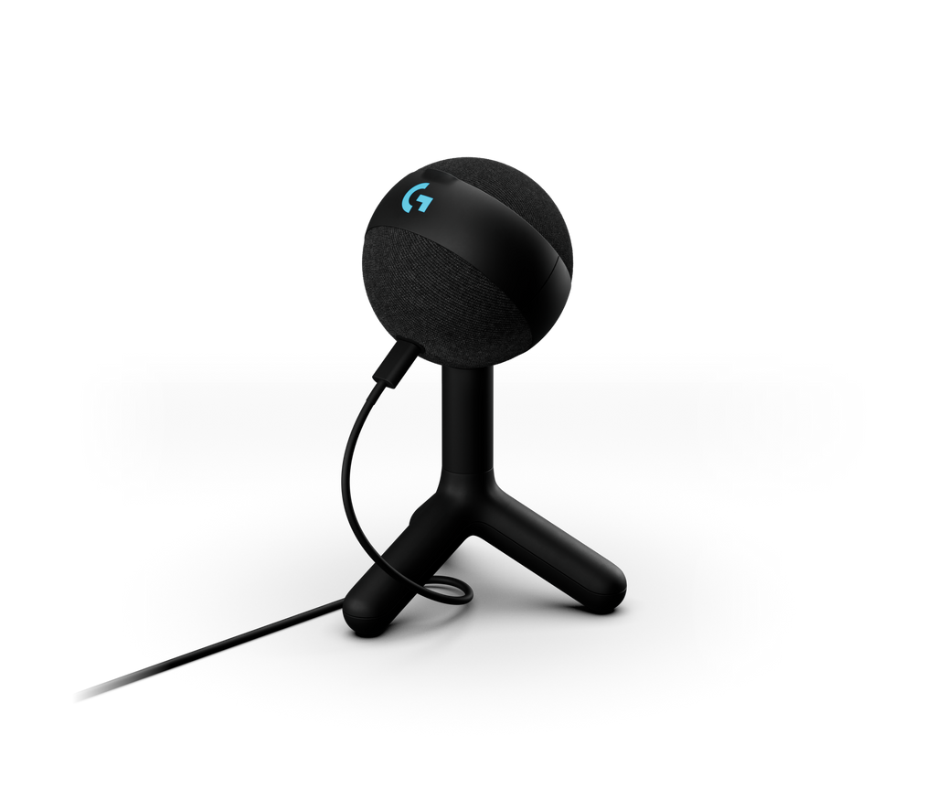Black Logitech G Yeti Orb Cardioid USB Microphone — three-quarter
