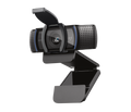 Black Logitech C920s PRO Full HD webcam facing forward with privacy shutter