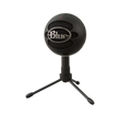 Black Logitech Snowball iCE USB microphone on its adjustable desktop stand