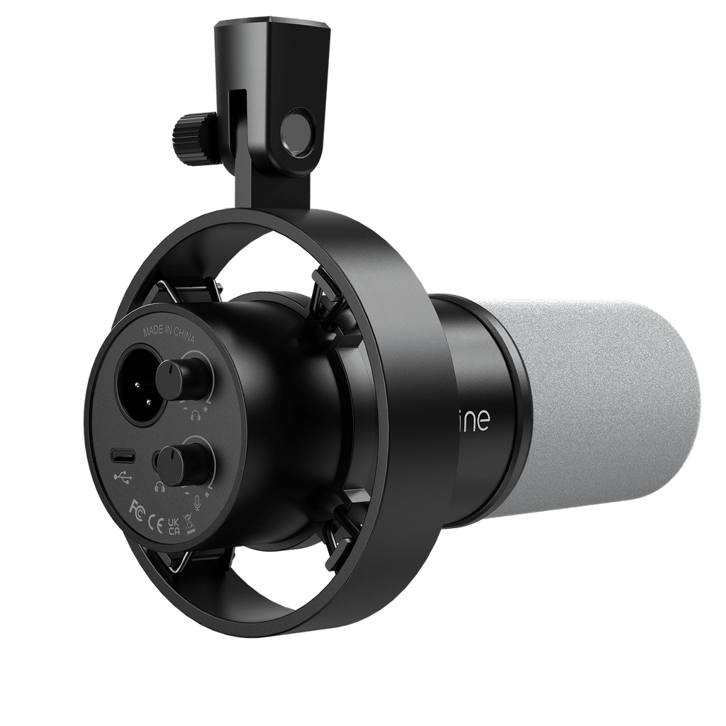 Black FIFINE AmpliTank K688 USB/XLR Dynamic Microphone with Shock Mount — rear