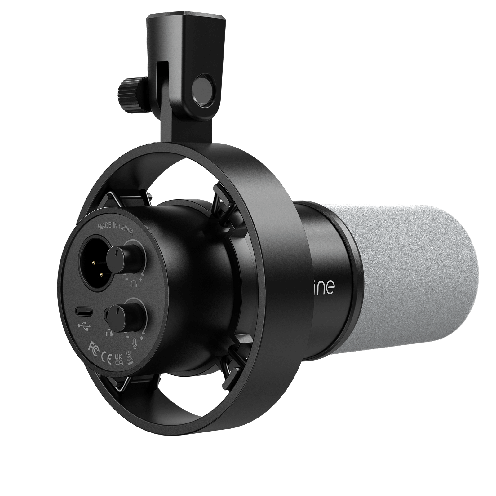 Black FIFINE AmpliTank K688 USB/XLR Dynamic Microphone with Shock Mount — rear