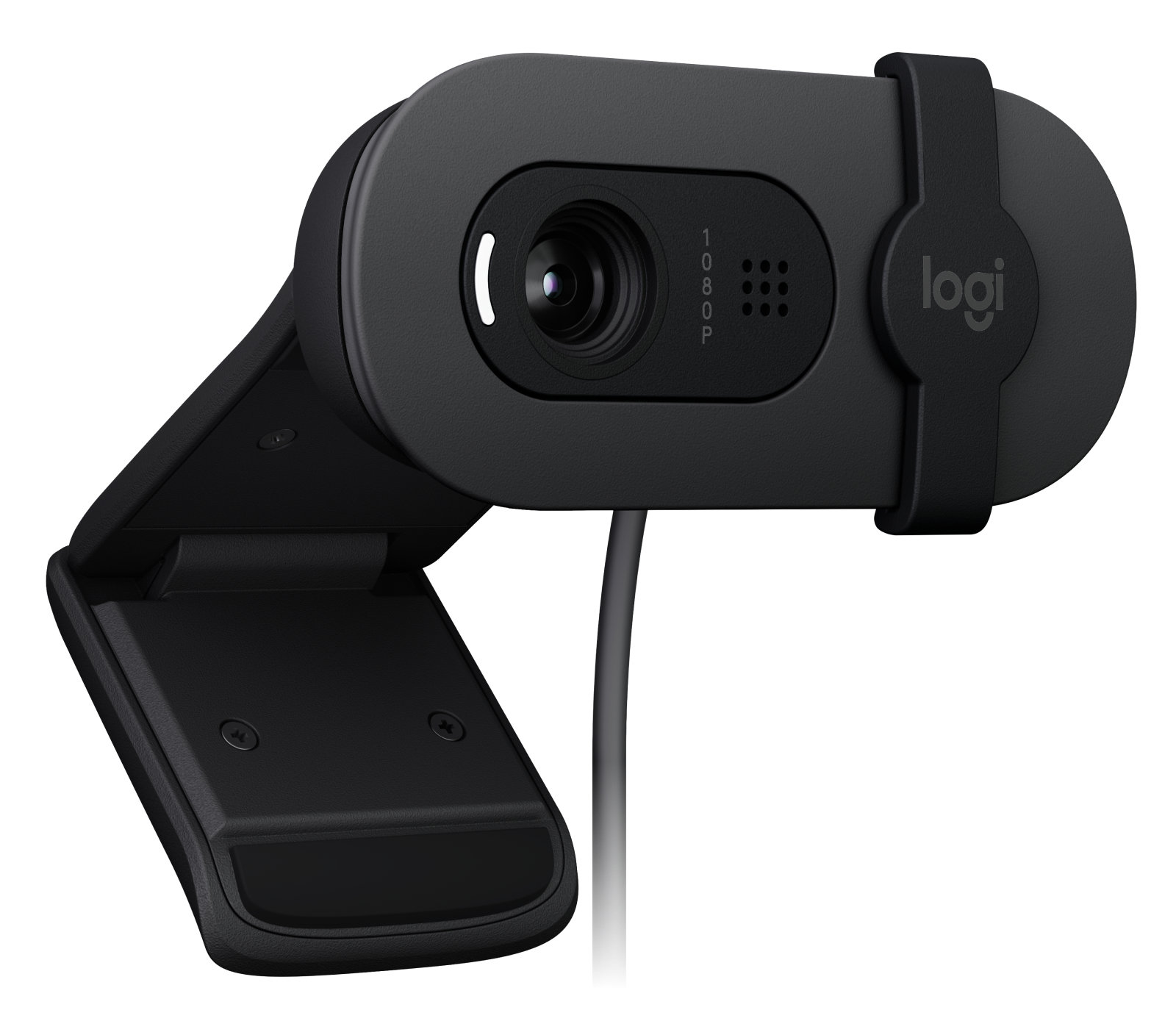 Graphite Logitech BRIO 100 Full HD Webcam with Privacy Shutter — three-quarter