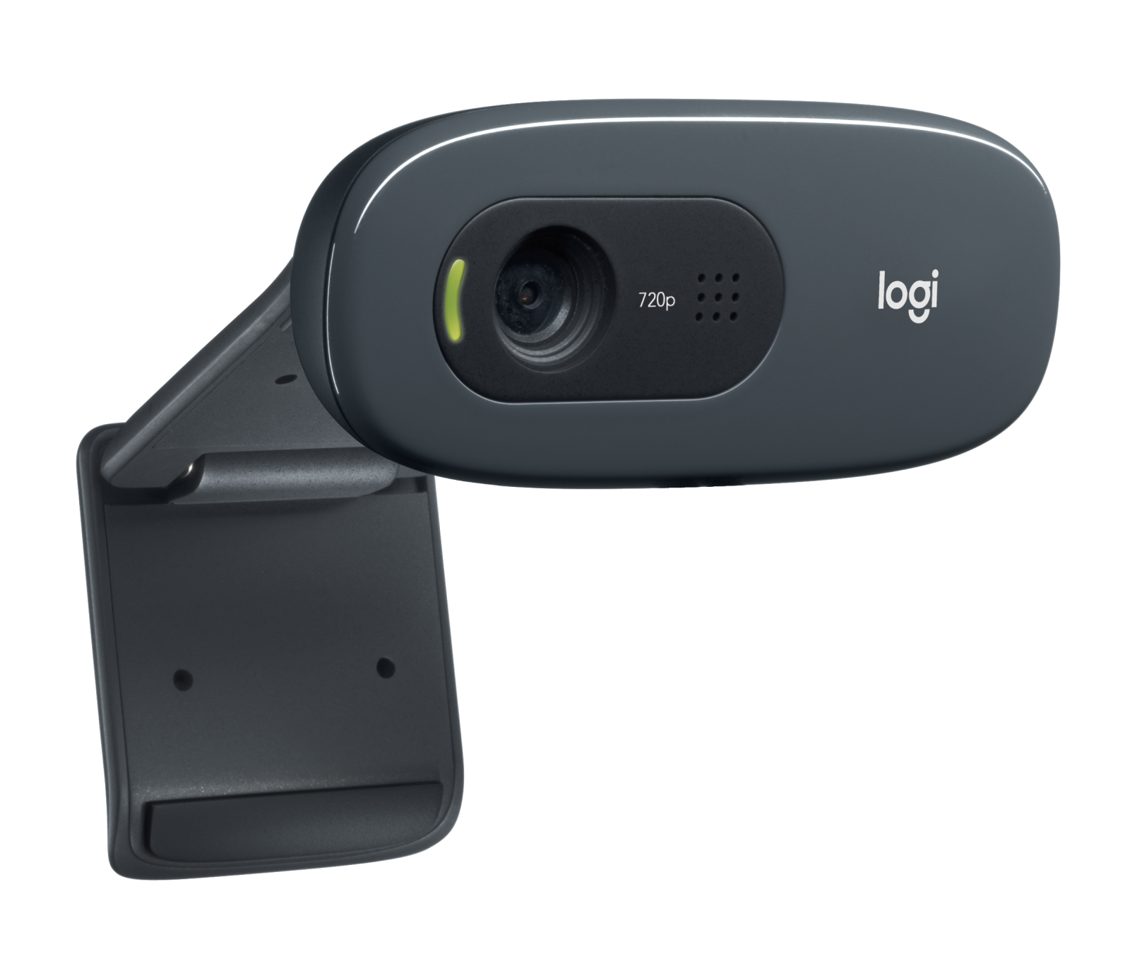 Black Logitech C270 HD Webcam with Built-In Microphone — three-quarter
