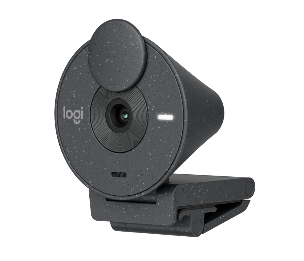 Graphite Logitech BRIO 300 1080p USB-C Webcam with Privacy Shutter — three-quarter
