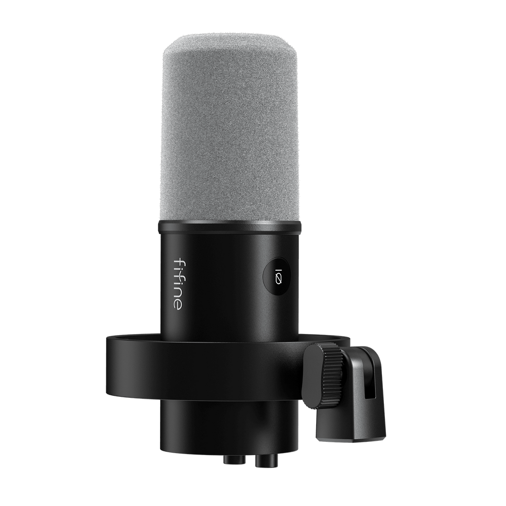 Black FIFINE AmpliTank K688 USB/XLR Dynamic Microphone with Shock Mount — front