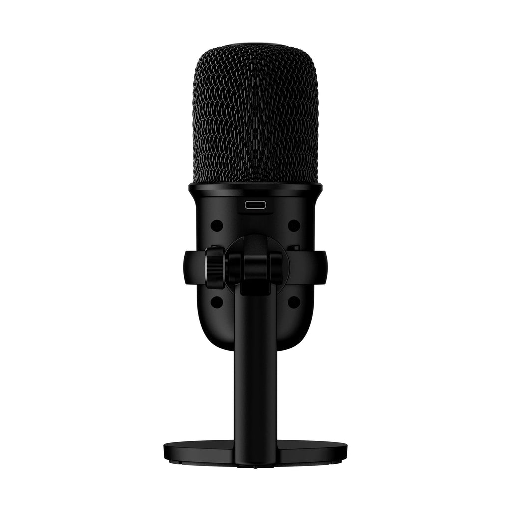 Black HyperX SoloCast USB-C Cardioid Microphone with Tap-to-Mute — rear