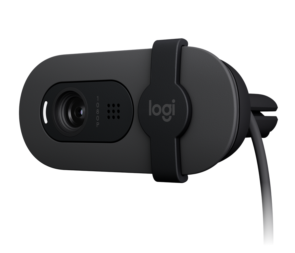 Graphite Logitech BRIO 100 Full HD Webcam with Privacy Shutter — side
