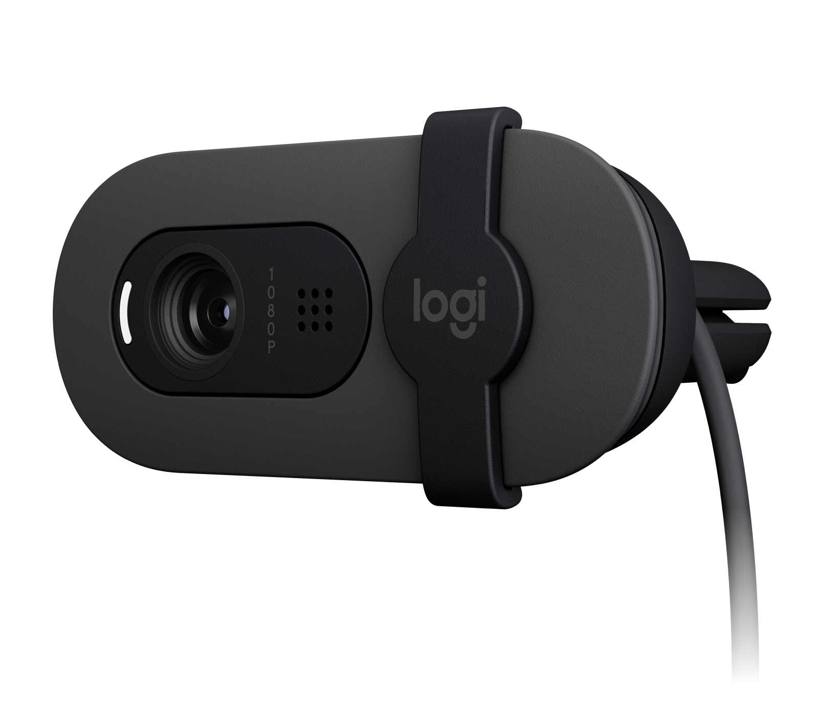 Graphite Logitech BRIO 100 Full HD Webcam with Privacy Shutter — side