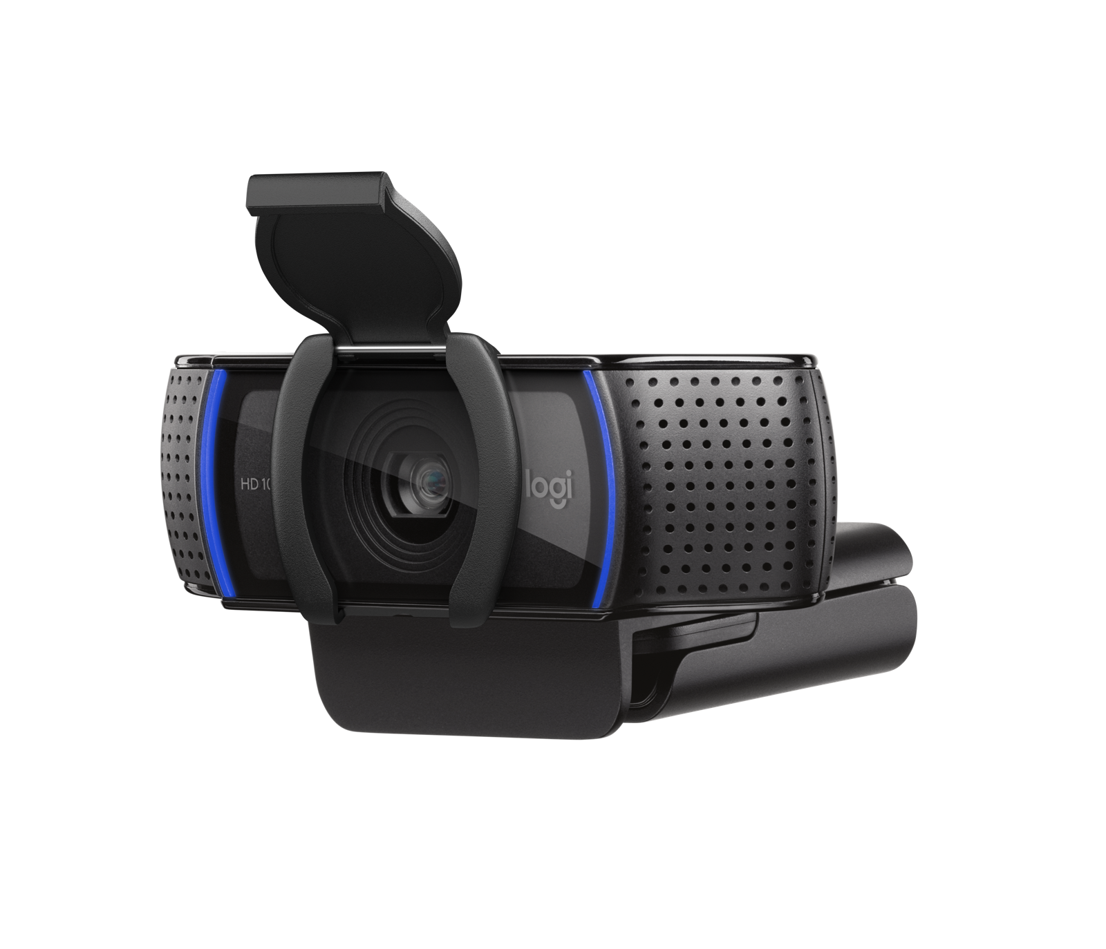 Black Logitech C920s PRO Full HD Webcam with Privacy Shutter — three-quarter