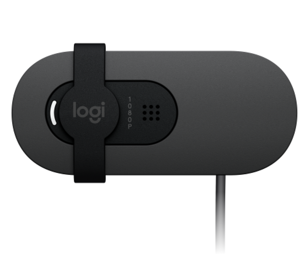Graphite Logitech BRIO 100 Full HD Webcam with Privacy Shutter — rear