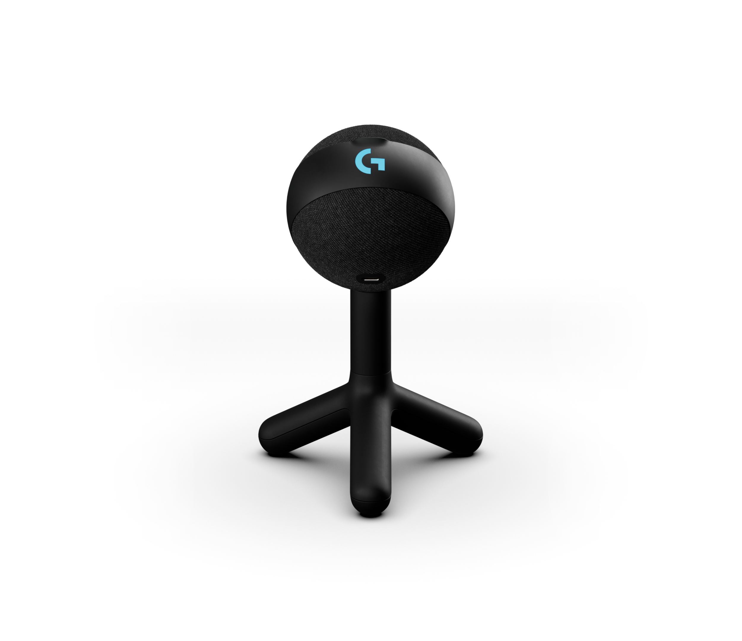 Black Logitech G Yeti Orb USB microphone on its desktop stand