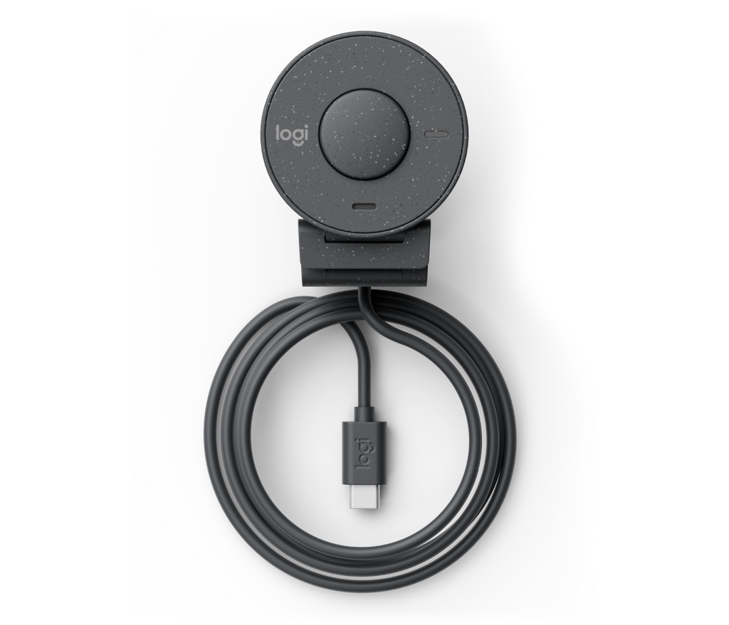 Graphite Logitech BRIO 300 1080p USB-C Webcam with Privacy Shutter — included-items