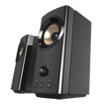 Black Creative T60 paired desktop speakers shown from a front three-quarter angle