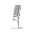 White NZXT Capsule Elite USB gaming microphone with rear RGB lighting