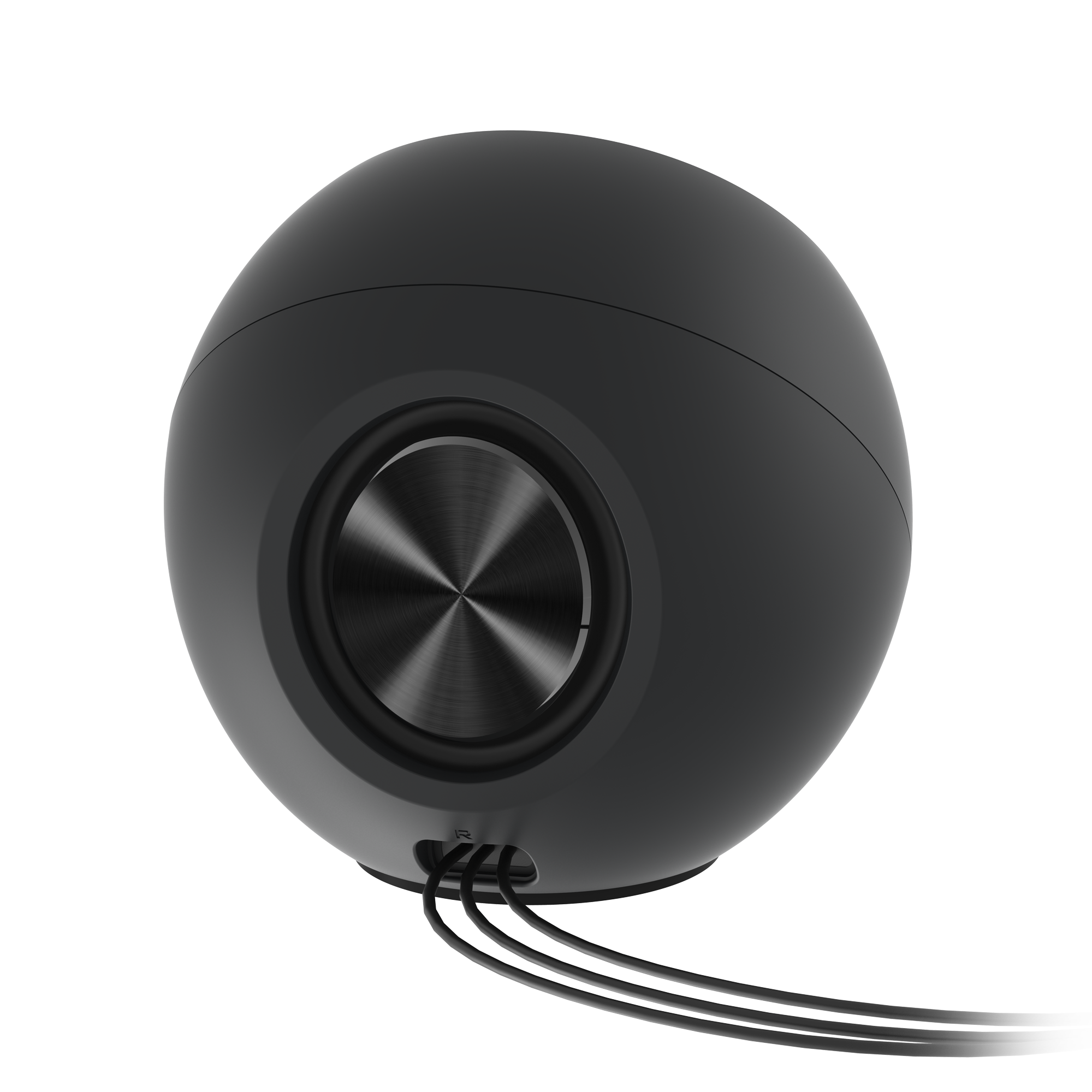 Black Creative Pebble V2 USB-C Desktop Speakers with Gain Switch — rear