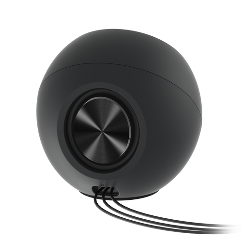 Black Creative Pebble V2 USB-C Desktop Speakers with Gain Switch — rear