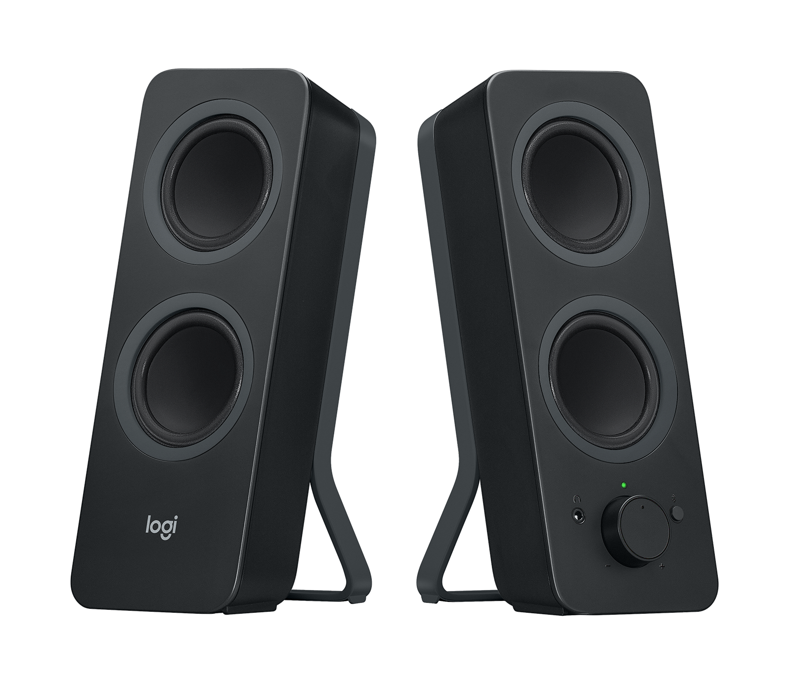 Black Logitech Z207 Bluetooth Stereo Computer Speakers — three-quarter