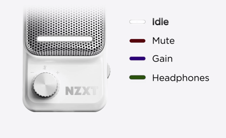 NZXT Capsule Elite USB Gaming Microphone - White — controls detail