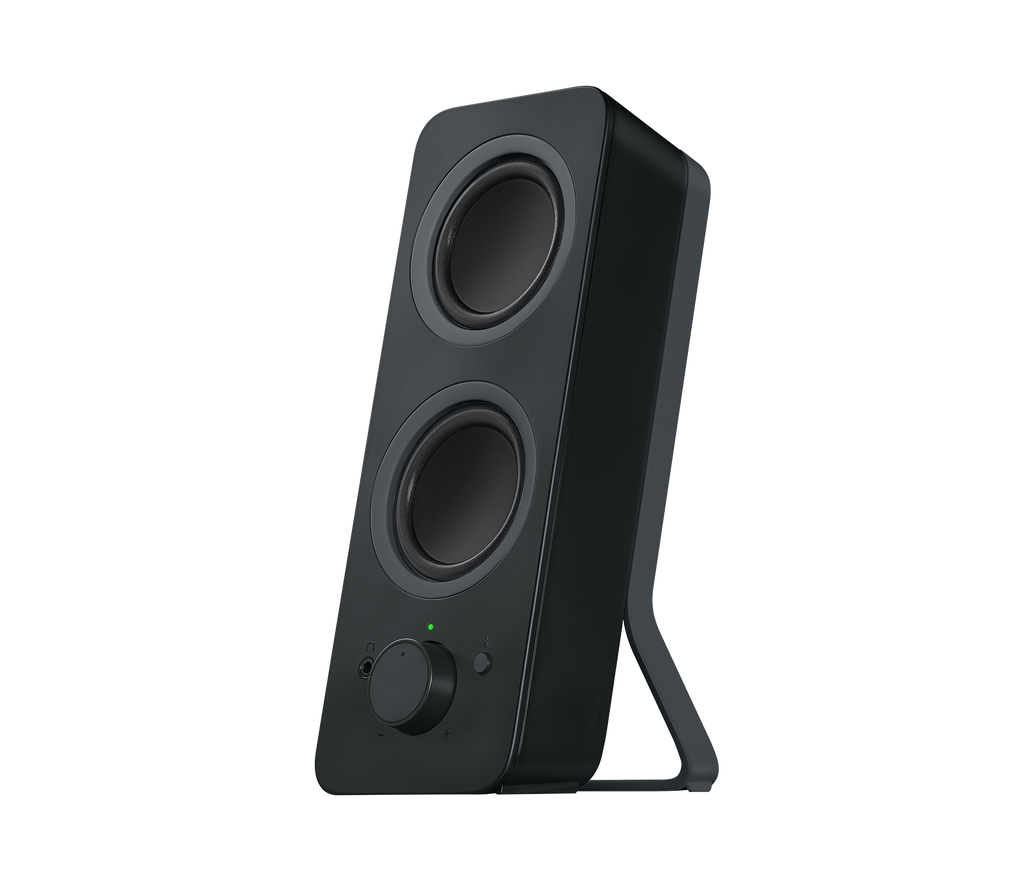 Black Logitech Z207 Bluetooth Stereo Computer Speakers — side-control