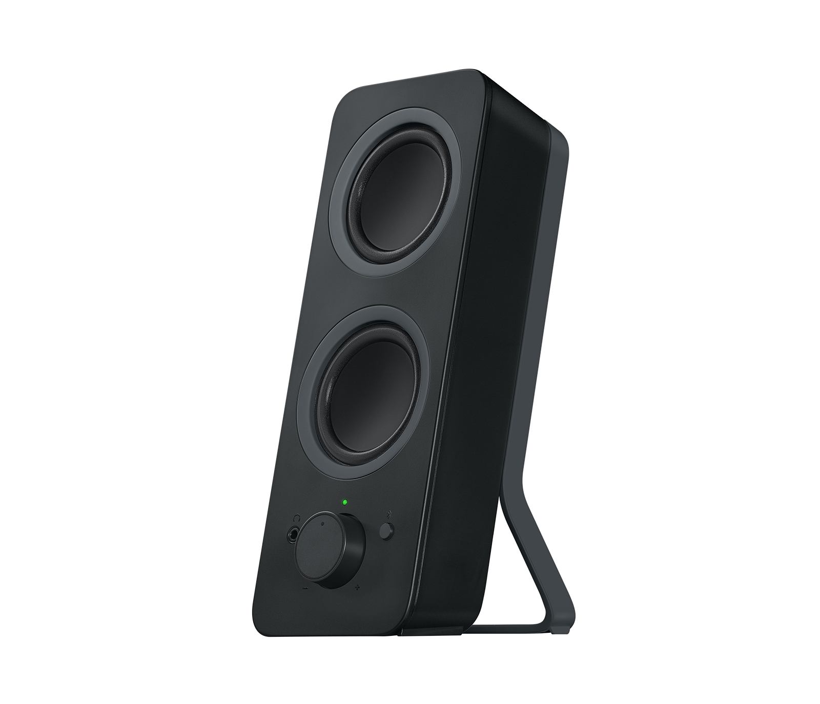 Black Logitech Z207 Bluetooth Stereo Computer Speakers — side-control