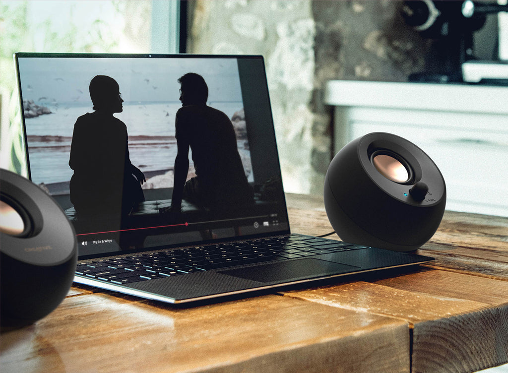 Creative Pebble V3 Black USB-C Bluetooth Desktop Speakers — lifestyle