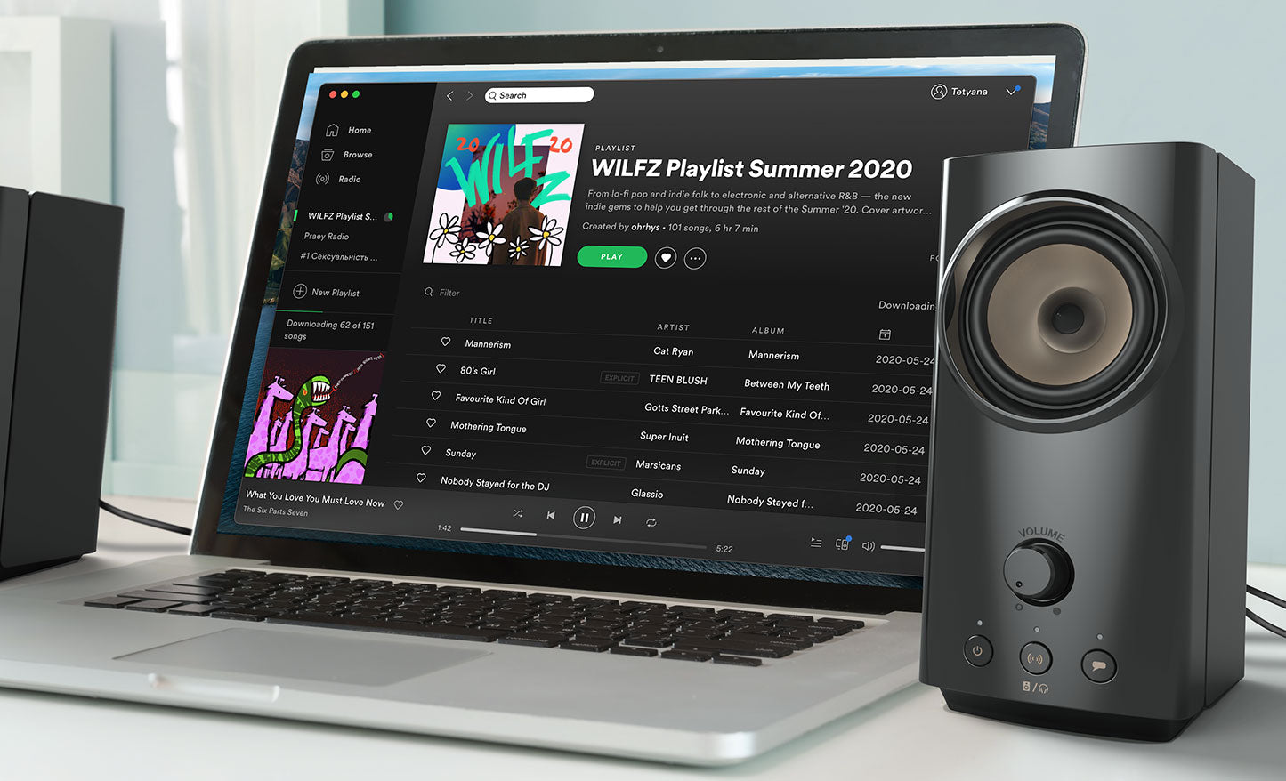 Black Creative T60 Compact Hi-Fi Desktop Speakers — lifestyle