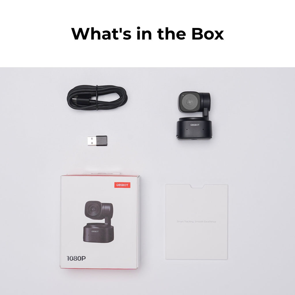 OBSBOT Tiny SE AI-Powered Full HD PTZ Webcam — included items